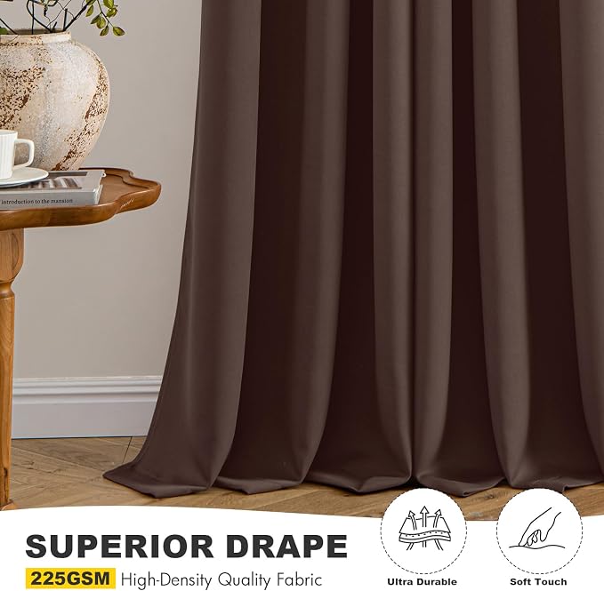 MIULEE Blackout Curtains for Bedroom 2 Panels 40 x 72 Inch Long Dark Brown | - Image 5