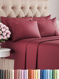 Queen 6 Piece Sheet Set - Comfy Breathable & Cooling - Ultra-Soft Hotel Luxury Bedding Set with 8-16 Inch Deep Pockets - 1 Flat & 1 Fitted Sheet & 4 Pillowcases - Wrinkle Free & Easy Care - Burgundy