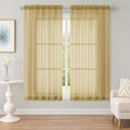 Sheer Gold Curtains, Sheer Curtains 63 inch Length 2 Panels Set, Rod Pocket by OWENIE