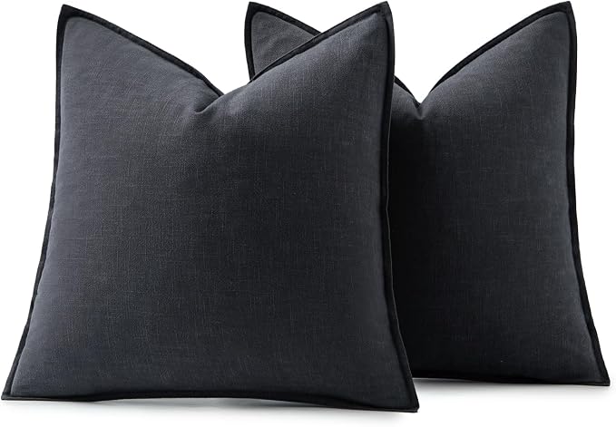 MIULEE Decorative Linen Pillow Covers 20x20 Inch Dark Gray | Boho Farmhouse​ - Image 6