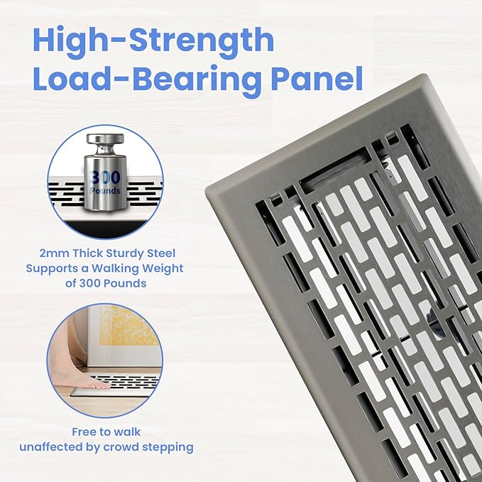4x8 Inches 2 Pack Heavy Duty Walkable Floor Register - Easy Adjust Air Supply Lever Decorative Floor Vent Covers, Boston Design Vent Covers for Home - Satin Nickel