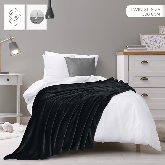Utopia Bedding Soft Fleece Bed Blanket Twin XL Size Black | College Dorm Room - Image 2