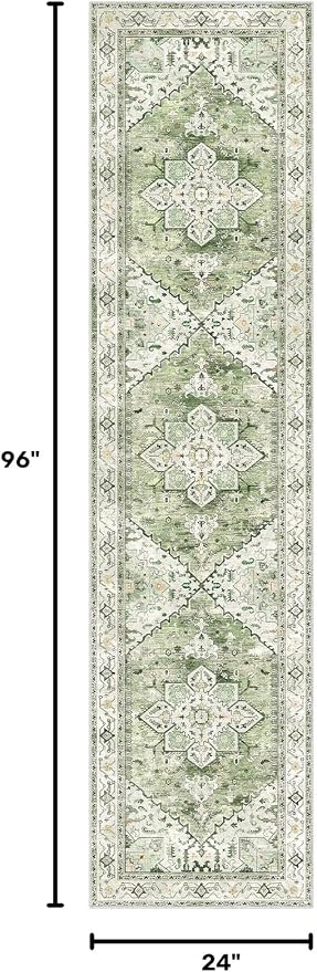Yamaziot Washable Runner Rug, 2x8 Non-Slip Boho Vintage Hallway Kitchen Rug | - Image 2