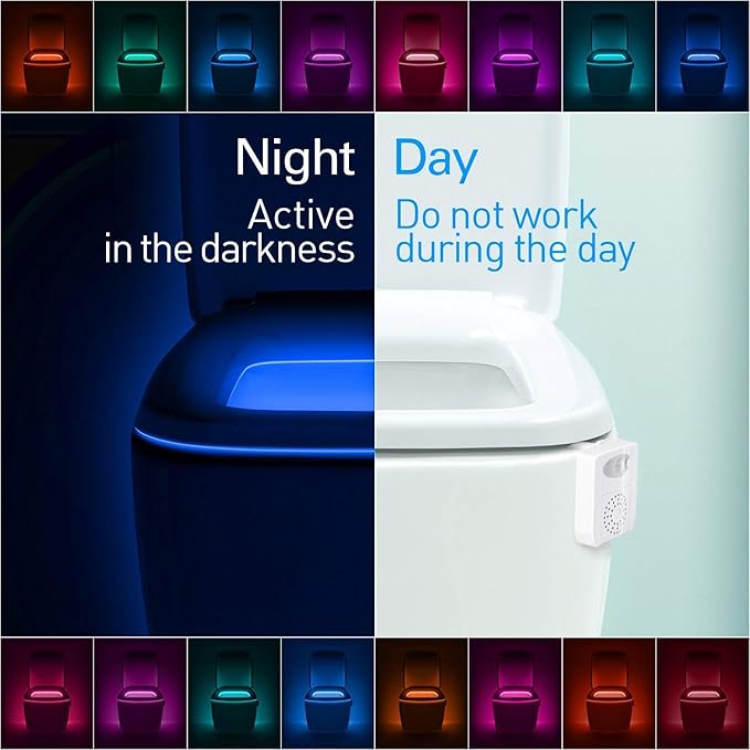 ZEZHOU Toilet Light, 16 Color LED Toilet Bowl Light Motion Activated Light Sensor Bathroom Night Light, Unique & Funny Gifts Idea for Dad Teen Boy Kids Men Women, Cool Fun Gadgets for Stocking Stuffer