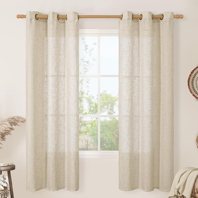 Semi Sheer Linen Curtains 72 inches Long by LAMIT