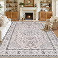 8x10 Area Rugs Living Room: Bedroom Washable Carpet Beige & Grey | Large by Luxturiy