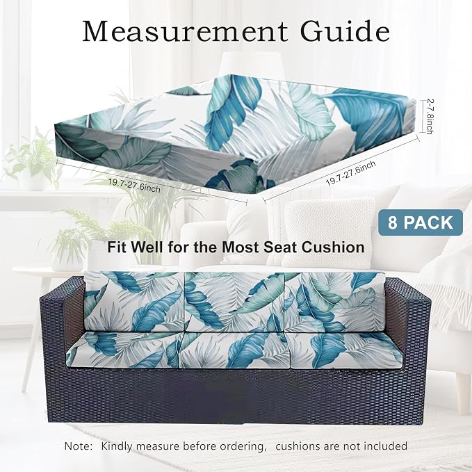 CALBODE 8Pcs Stretch Patio Cushion Covers Outdoor Couch Cover Replacement - Image 2