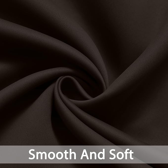 Yakamok Room Darkening Curtains 52x63 inch Length Dark Brown-Living Room | 2 - Image 5