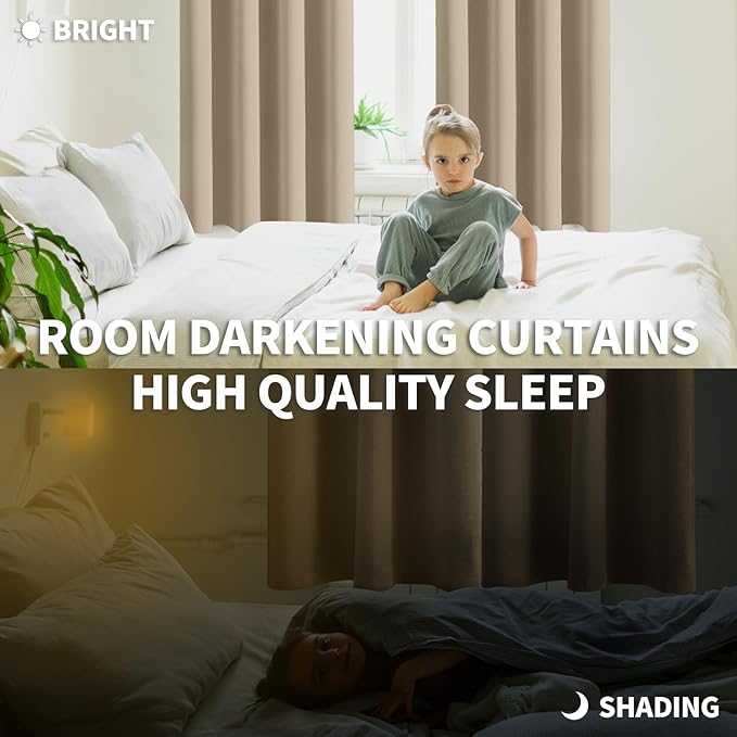 BGment Blackout Curtains - Grommet Thermal Insulated Room Darkening Bedroom and Living Room Curtains, Set of 2 Panels (52 x 63 Inch, Sand)