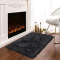 Latepis Black Fur Rug for Bedroom Throw Rugs 2x3 Faux Sheepskin Rug Washable by Latepis