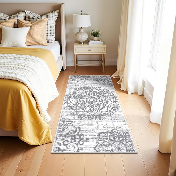 HEBE Hallway Runner Rug 2'x4', Washable Non Slip Kitchen Rug Runner | Soft Boho - Image 7