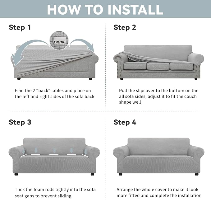 LURKA Stretch Oversized Sofa Slipcovers 1 Piece Couch Covers - Image 6