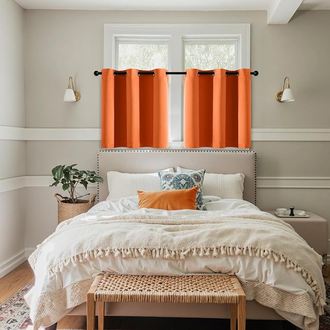 MIULEE Fall Blackout Curtains for Bedroom 2 Panels 40 x 36 Inch Long Orange | - Image 7