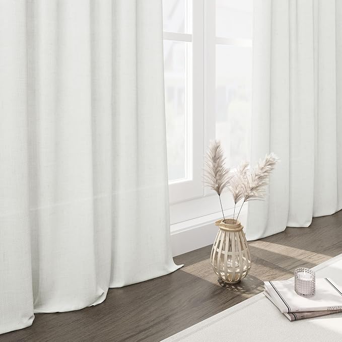 Ivory Semi Sheer Curtains 72 Inches Long 2 Panels Set - Image 6