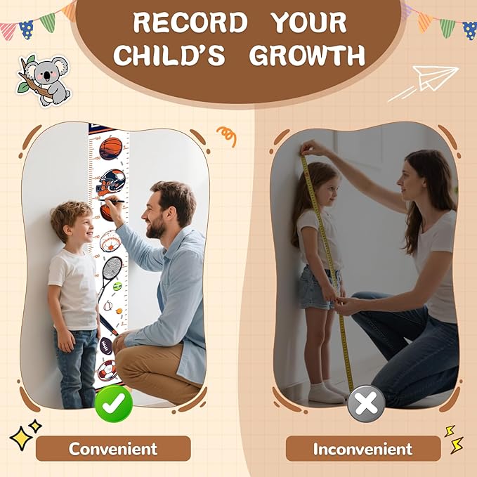 Personalized Rainbow Growth Chart for Wall Kids, Name Height Chart for Kids, for Nursery & Bedroom, Baby Shower Gift (60.6" x 8.3")