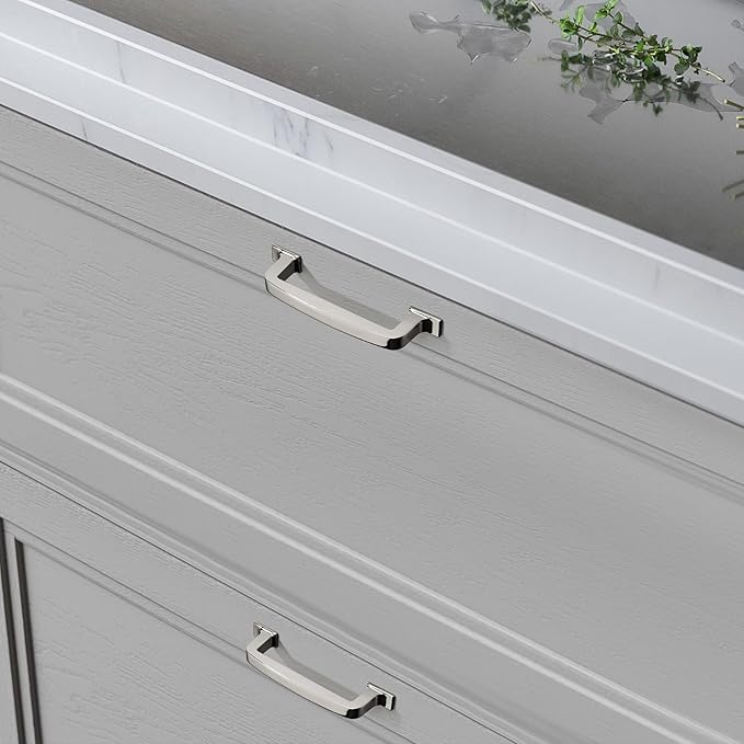 KhTumeWare 2 Pack 5 Inch Polished Nickel Cabinet Pulls and Drawer Handles