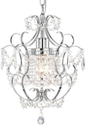 Small Chandelier for Bedroom, 90% Pre-Assembled Chrome Chandelier, Mini Acrylic Crystal Chandelier, 1 Light Pendant Light Fixtures for Bedroom,Closet, Bathroom,Entryway,Foyer, Living Room