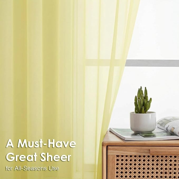 Sheer Curtains 84 Inches Long 2 Panels Set, Light Filtering Transparent - Image 2