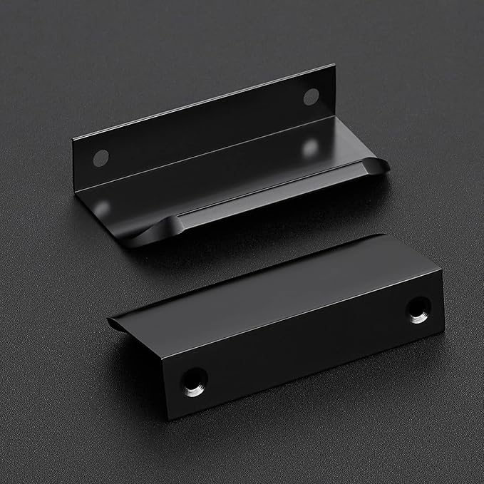 Ravinte Hardware 20 Pack Black Cabinet Handles, 3.15 Inch (80mm) Finger Edge Pulls, 2-1/2 Inch Hole Center, Finger Pulls for Cabinets