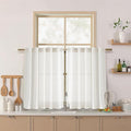 Beige White Kitchen Curtains 36 Inch Length, Linen Blend Small Cafe Curtain by Nanspring