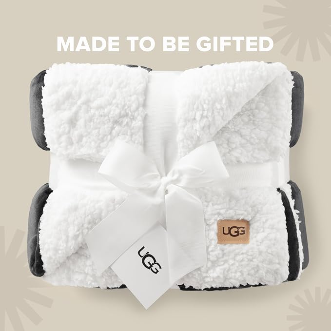 UGG Nita Throw Blanket, Reversible Fleece Blanket, Charcoal Grey | Plush UGG - Image 4