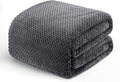 Exclusivo Mezcla Fleece Bed Blanket Twin Size, Super Soft and Warm Blankets for Couch, Sofa and Bed Waffle Textured, Cozy, Fuzzy and Lightweight (Dark Grey, 60x80 inches)