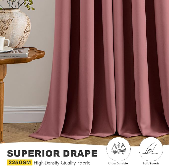 MIULEE Blackout Curtains for Bedroom 2 Panels 40 x 45 Inch Long Dusty Rose | - Image 5
