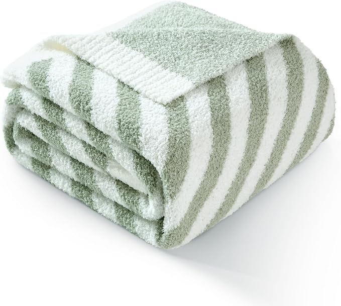 Snuggle Sac Ultra Soft Throw Blanket, Sage Green, Cozy Knitted, Fuzzy Knit by SnuggleSac