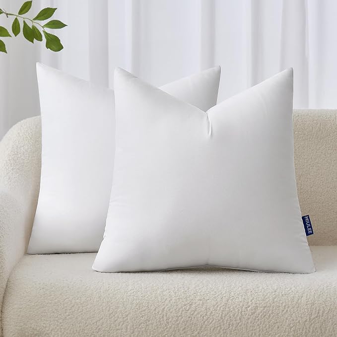 MIULEE 24x24 Euro Pillow Inserts Set of 2, Throw Pillows by MIULEE