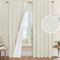 Ivory 100% Blackout Linen Curtains 84 Inches Long 2 Panels | Linen Textured by LAMIT