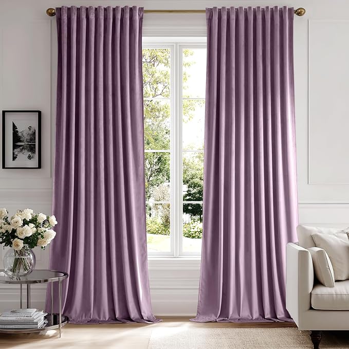 MIULEE Lavender Velvet Curtains 52x96 inches Luxury Blackout Curtains | Thermal by MIULEE