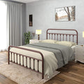 Golden Gate Beds Victorian Vintage Style Metal Bed Frame with Wrought Iron Headboard and Footboard, Classic Platform Bedframe with Storage, No Box Spring Needed, Mattress Foundation, Brown, Queen Size