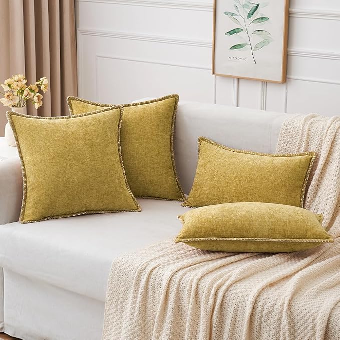 MIULEE Decorative Couch Throw Pillow Covers 20x20 Inch Mustard Yellow | - Image 5