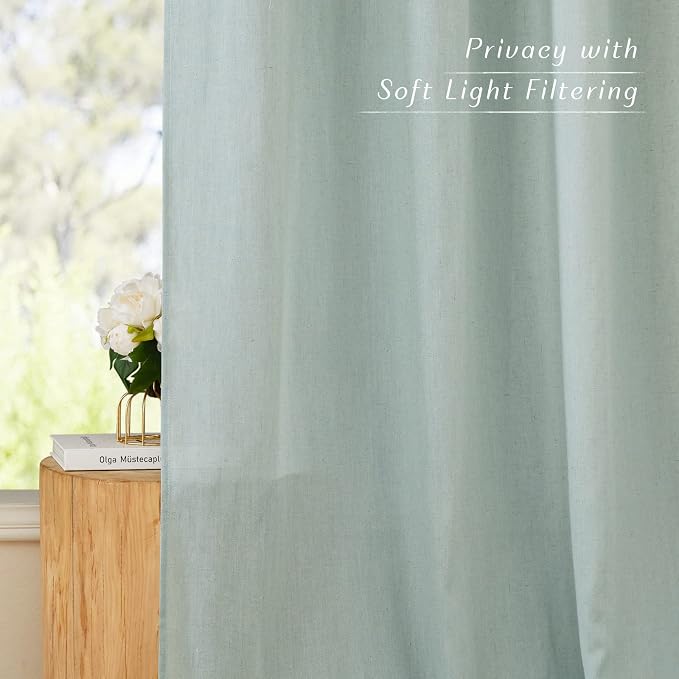 NICETOWN Sage Green Short Linen Curtains - Image 3