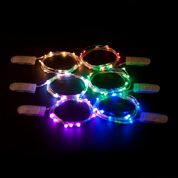 2 Sets 20 LEDs Pink Color String Lights Silver Wire Indoor and Outdoor 6.5 Feet Firefly Starry Fairy Lights Battery Powered for DIY, Christmas, Holidays, Party, Bedroom and Centerpieces