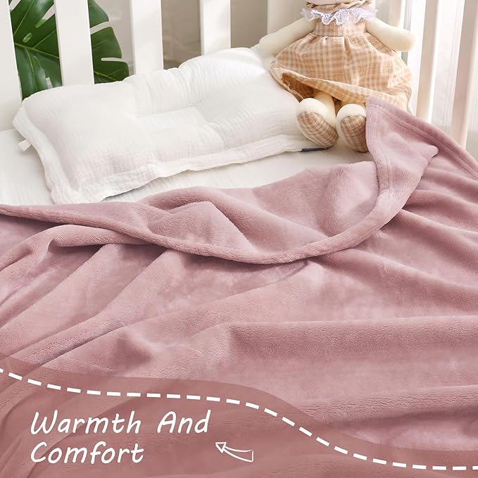 Exclusivo Mezcla Fleece Throw Blanket for Couch, Super Soft and Warm Blankets, Dusty Pink Throw All Season Use, Cozy, Plush, Lightweight, 40x50 Inches