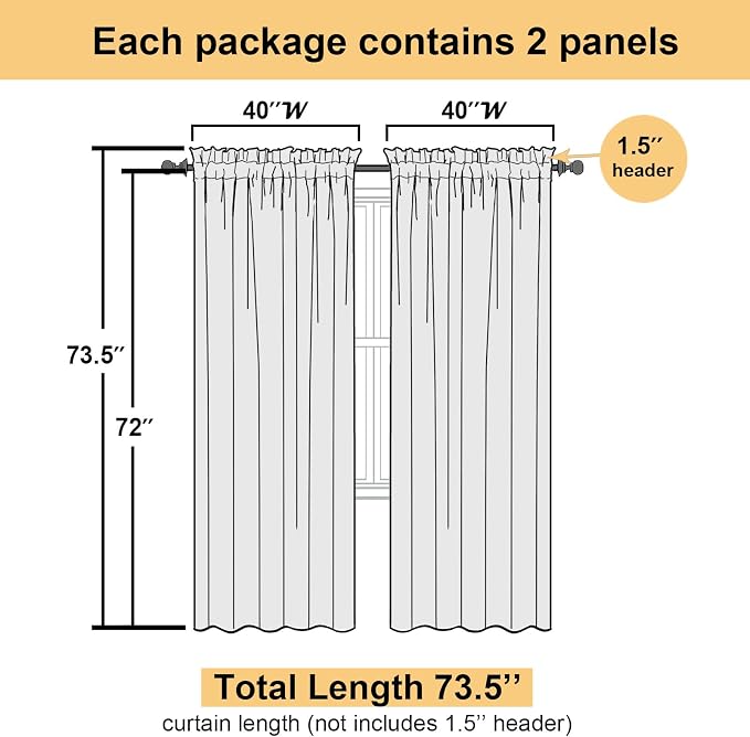 Turquoise Sheer Curtains 72 Inches Long 2 Panels, Light Filtering Voile Curtain - Image 3