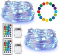 TenSteed Fairy Lights Battery Operated Twinkle Lights with Multicolor Changing, 50 LED, 16.4Ft Silvery Copper Wire, Remote Included. Perfect for Party, Wedding, Christmas Décor - 2 Pack