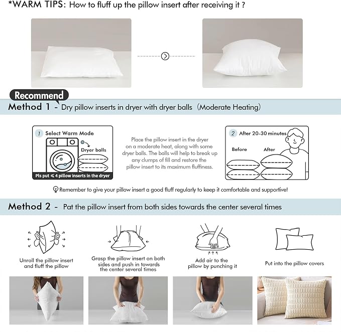 MIULEE 24x24 Euro Pillow Inserts 2 Pack, Throw Pillows - Image 5