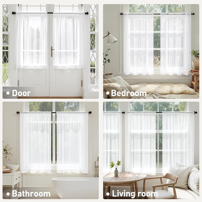 MIULEE White Short Sheer Curtains 45 Inches Long 4 Panels 42 x 45 Inches | - Image 5