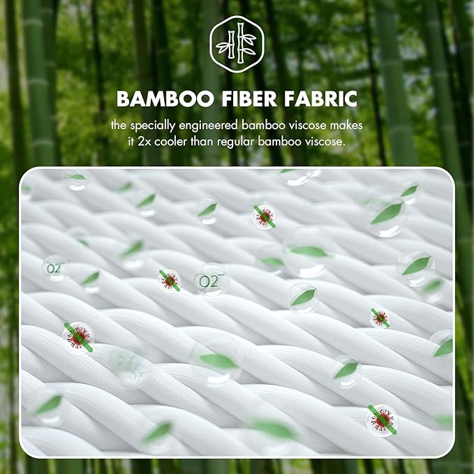 Queen Mattress 12 Inch Hybrid Mattress Queen in a Box with Bamboo Cover - Memory Foam Mattress with Strong Support and Motion Isolation - Medium Firm Mattress with Pocket Springs