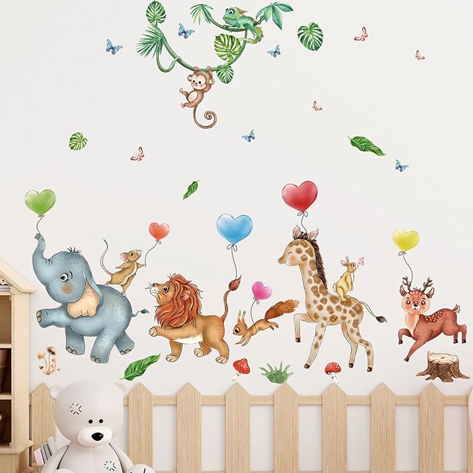 Animal Wall Stickers Decals Kid Room Nursery Baby Bedroom Décor (Animal Love Balloon)