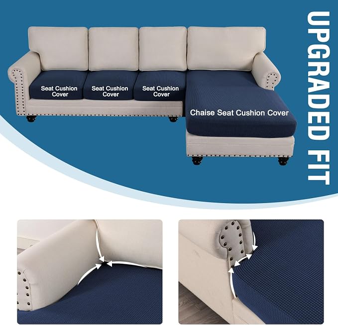 H.VERSAILTEX Sectional Couch Covers 4 Pieces Sofa Seat Cushion Covers L Shape - Image 4