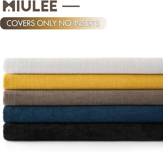 MIULEE Yellow Chenille Couch Lumbar Throw Pillow Covers, 12x20 | Set of 2 - Image 8
