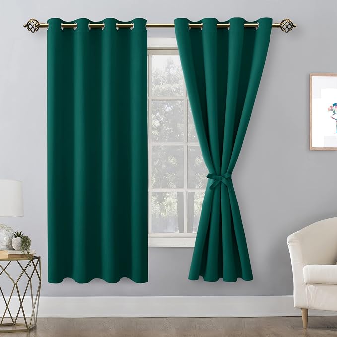 Blackout Curtains for Bedroom, Hunter Green, 52 x 63 Inch, 2 Panels | Thermal - Image 8
