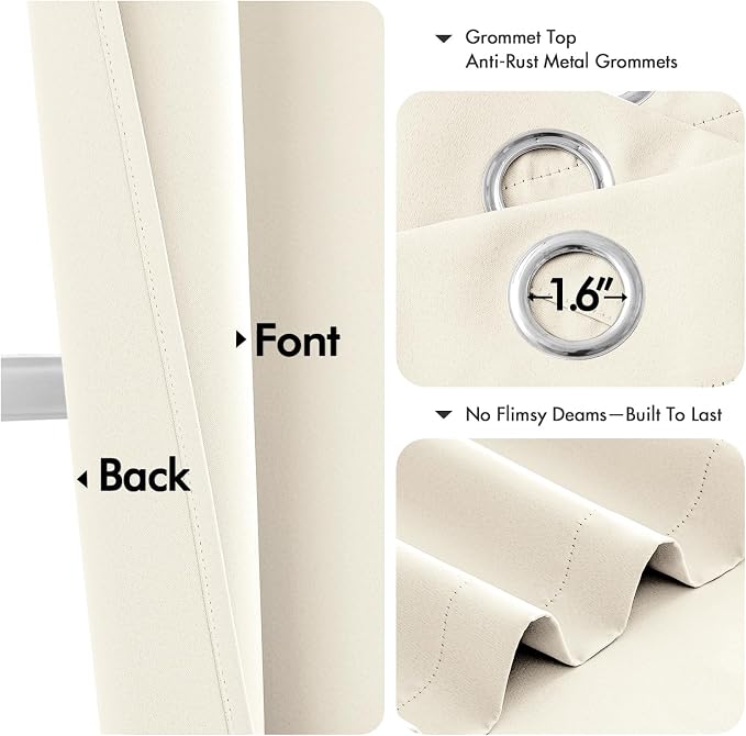 MIULEE Blackout Curtains for Bedroom 2 Panels 40 x 84 Inch Long Beige White | - Image 4