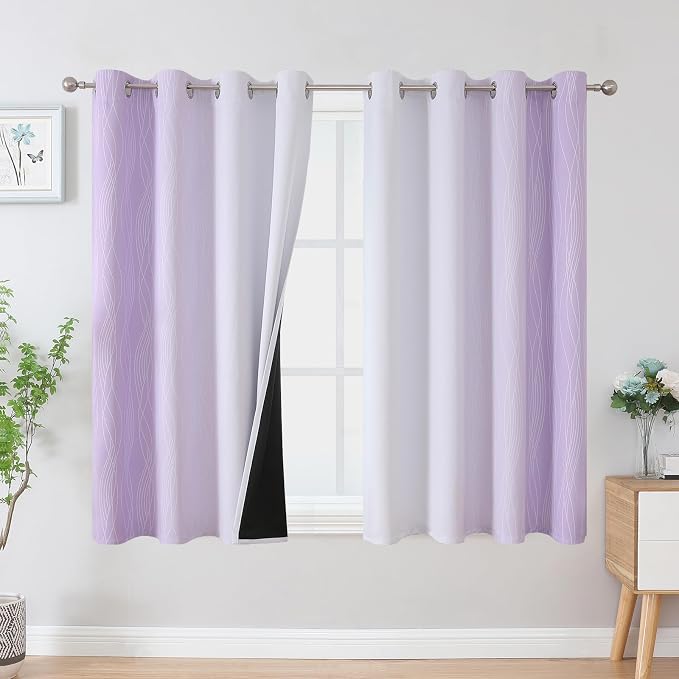 Lilac and Greyish White Ombre Blackout Curtains by ESTELARTEXTILER