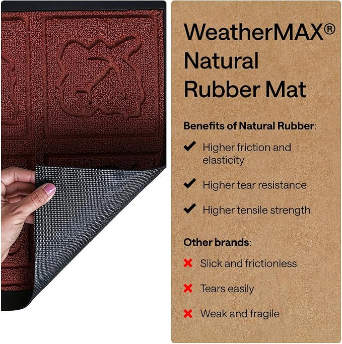 GORILLA GRIP 100% Waterproof All-Season WeatherMAX Doormat, US Designed Natural - Image 6