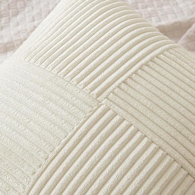 MIULEE Cream White Decorative Lumbar Throw Pillow Covers 12x20 Inch 2 Pack | - Image 2