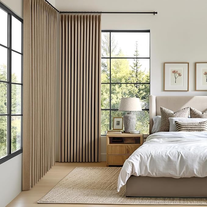 MIULEE Cafe Brown Pinch Pleated 100% Blackout Linen Curtains 40x84 Inches | - Image 2